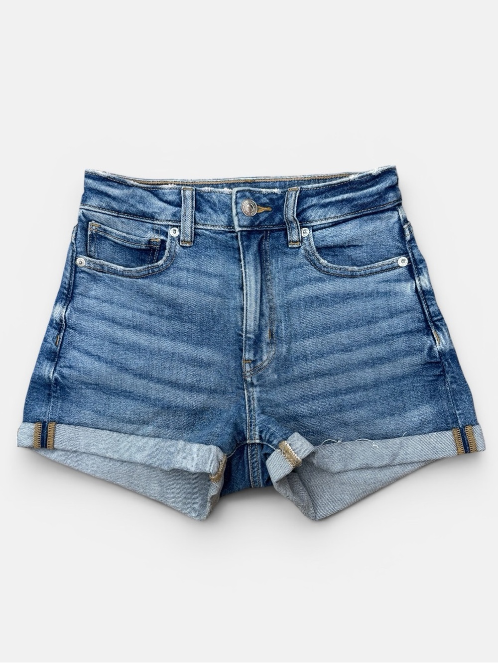American Eagle Outfitters Stretch Denim Mom Short Medium Indigo Wash